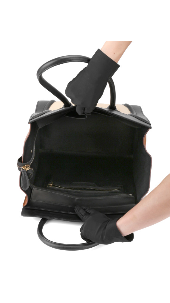 Céline Luggage Mini Tote i tricolor kalveskinn (Den største str)