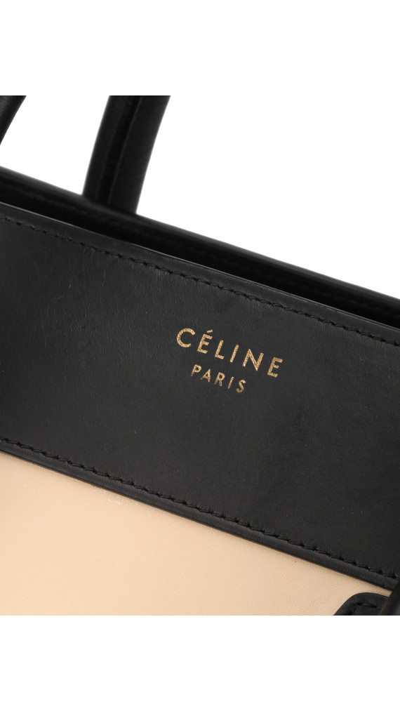 Céline Luggage Mini Tote i tricolor kalveskinn (Den største str)