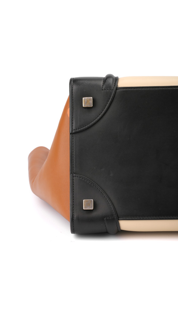 Céline Luggage Mini Tote i tricolor kalveskinn (Den største str)