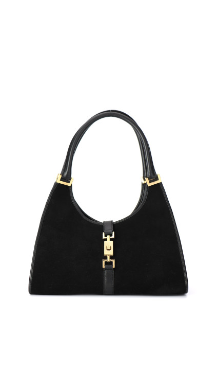 Gucci Jackie Hobo Bag i svart semsket skinn
