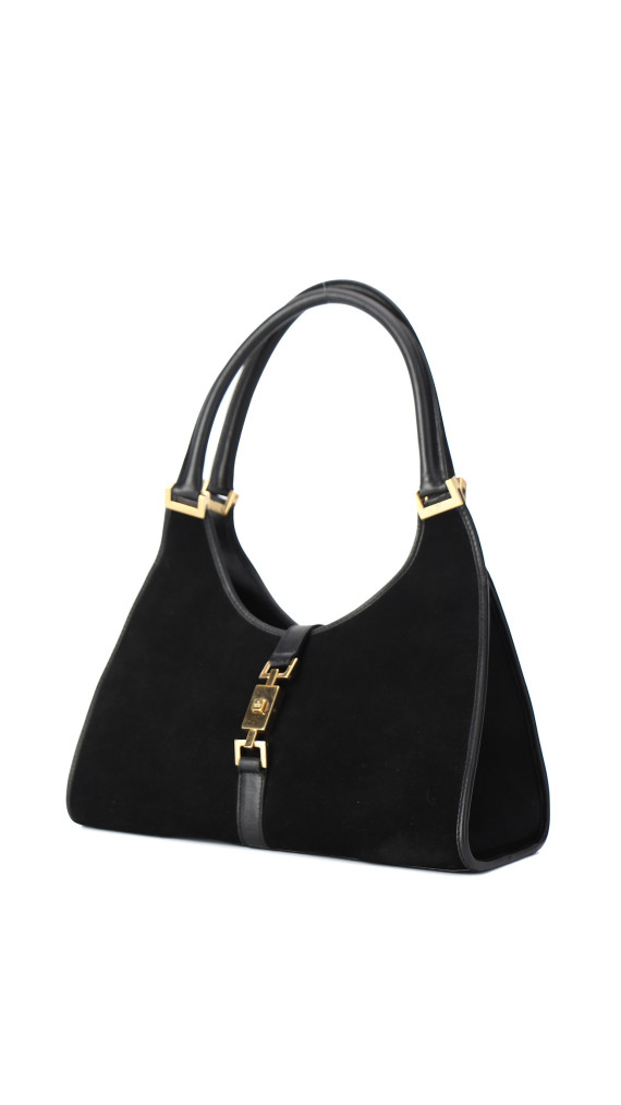 Gucci Jackie Hobo Bag i svart semsket skinn