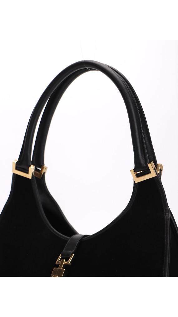 Gucci Jackie Hobo Bag i svart semsket skinn