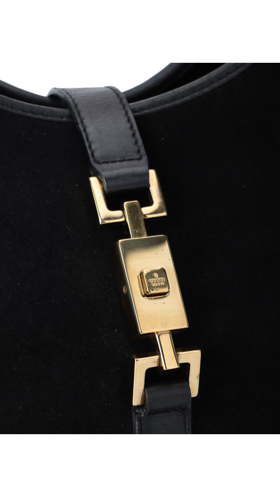 Gucci Jackie Hobo Bag i svart semsket skinn