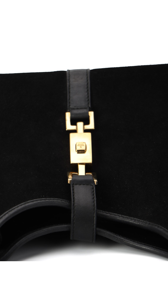 Gucci Jackie Hobo Bag i svart semsket skinn