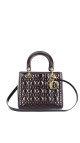 Christian Dior Lady Dior Medium i mørk brun patent skinn