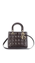 Christian Dior Lady Dior Medium i mørk brun patent skinn