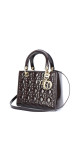 Christian Dior Lady Dior Medium i mørk brun patent skinn