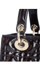 Christian Dior Lady Dior Medium i mørk brun patent skinn