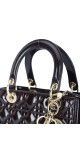 Christian Dior Lady Dior Medium i mørk brun patent skinn
