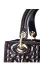 Christian Dior Lady Dior Medium i mørk brun patent skinn