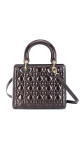 Christian Dior Lady Dior Medium i mørk brun patent skinn