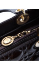Christian Dior Lady Dior Medium i mørk brun patent skinn