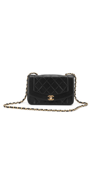 Chanel Diana Flap Bag i svart lammeskinn