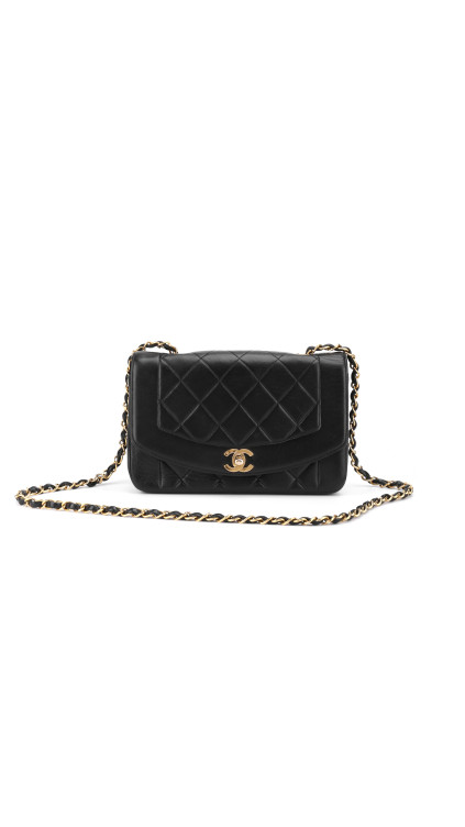 Chanel Diana Flap Bag i svart lammeskinn