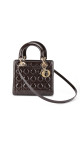 Christian Dior Lady Dior Medium i mørk brun patent skinn