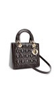 Christian Dior Lady Dior Medium i mørk brun patent skinn