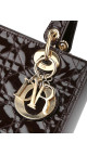 Christian Dior Lady Dior Medium i mørk brun patent skinn