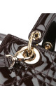 Christian Dior Lady Dior Medium i mørk brun patent skinn