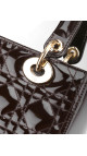 Christian Dior Lady Dior Medium i mørk brun patent skinn