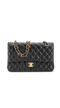 Chanel Classic Double Flap Medium i svart lammeskinn