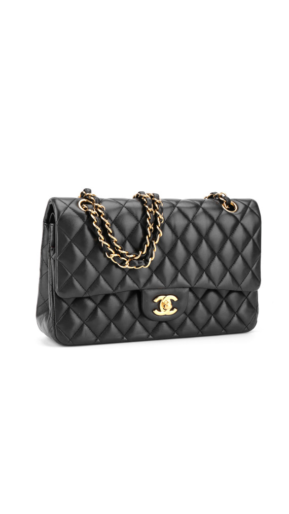 Chanel Classic Double Flap Medium i svart lammeskinn