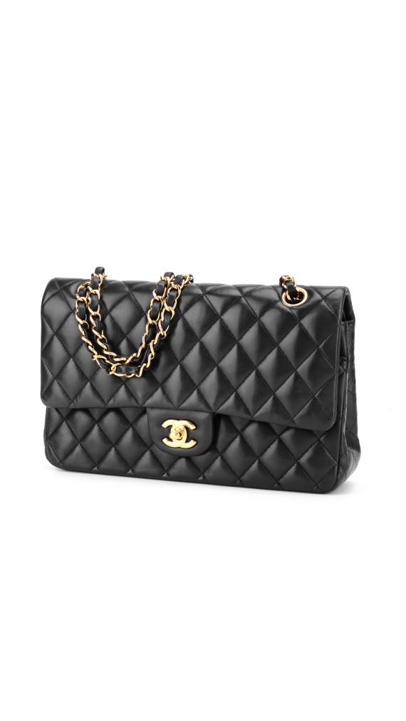 Chanel Classic Double Flap Medium i svart lammeskinn