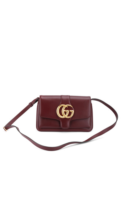 Gucci Arli Small Shoulder Bag i burgunderrødt skinn