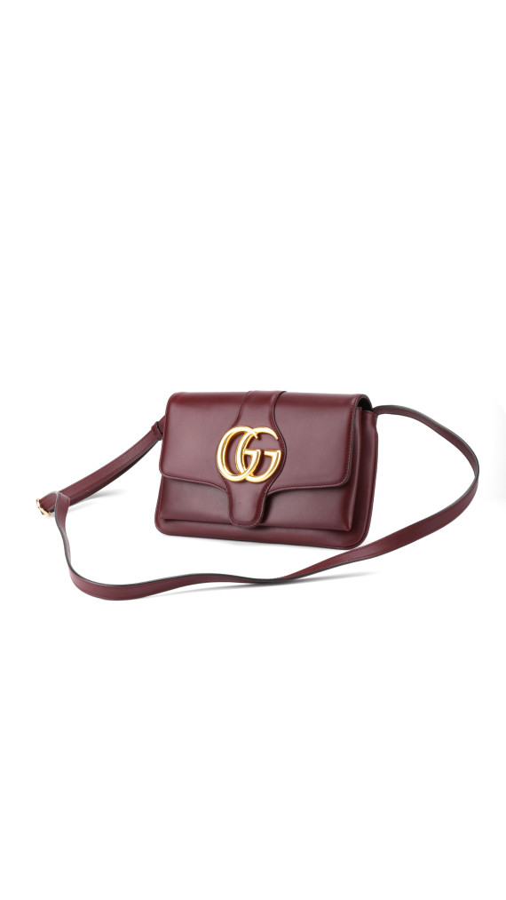 Gucci Arli Small Shoulder Bag i burgunderrødt skinn