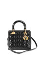 Christian Dior Lady Dior Medium i svart patent skinn