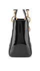 Christian Dior Lady Dior Medium i svart patent skinn