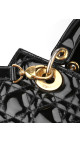 Christian Dior Lady Dior Medium i svart patent skinn