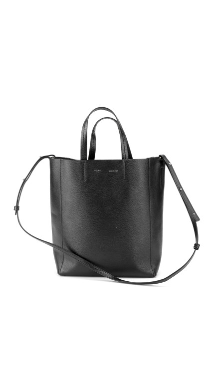 Céline Vertical Cabas i svart grained kalveskinn