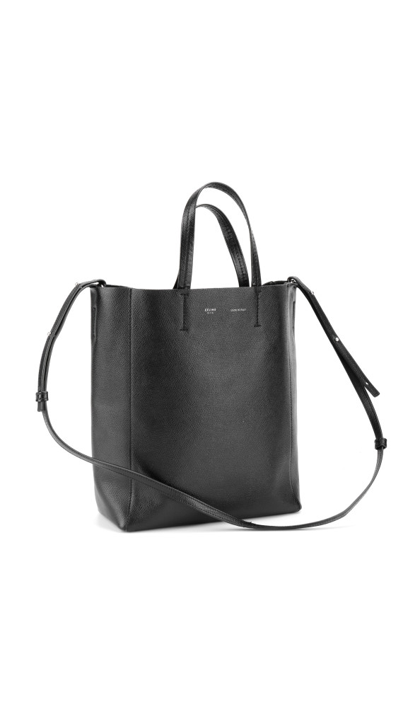 Céline Vertical Cabas i svart grained kalveskinn
