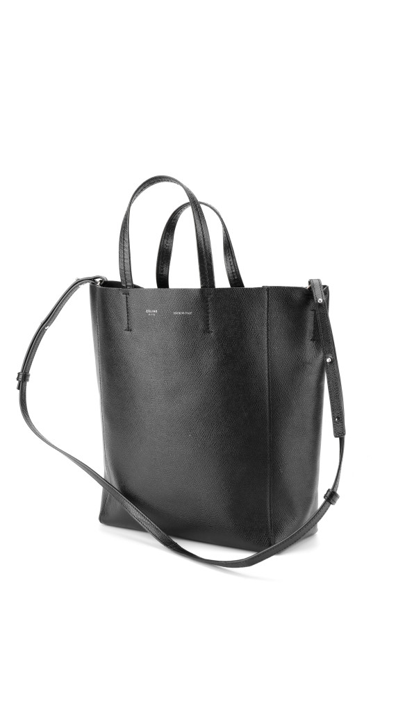 Céline Vertical Cabas i svart grained kalveskinn