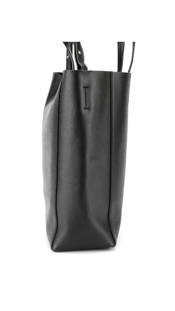 Céline Vertical Cabas i svart grained kalveskinn