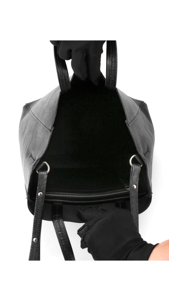 Céline Vertical Cabas i svart grained kalveskinn