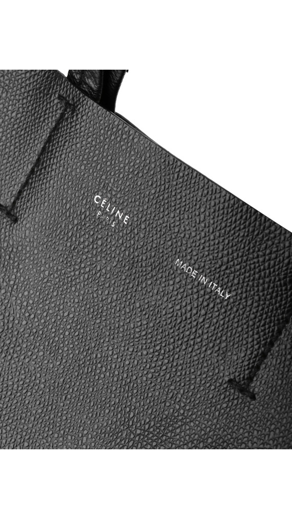 Céline Vertical Cabas i svart grained kalveskinn
