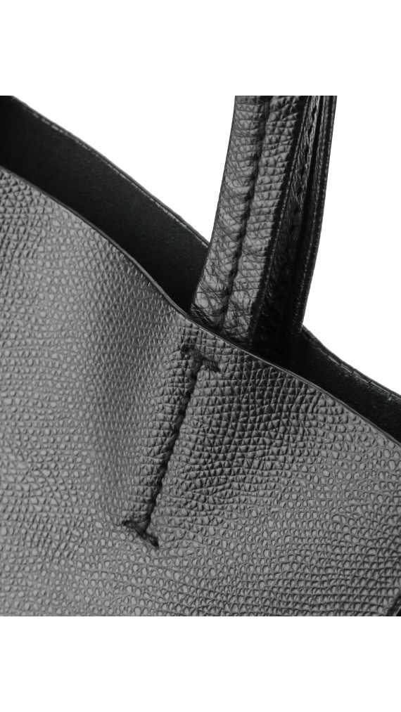 Céline Vertical Cabas i svart grained kalveskinn