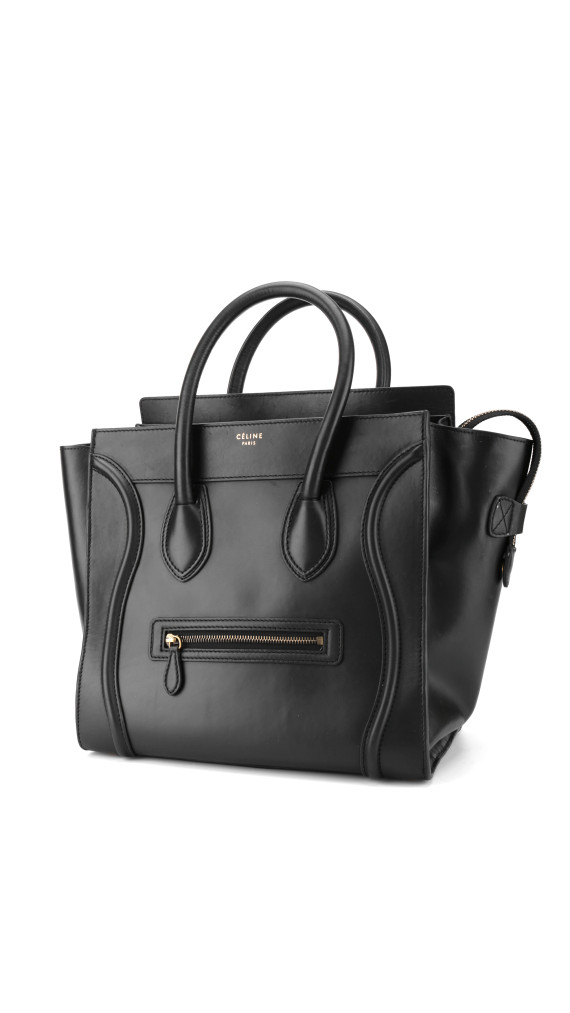 Céline Micro Luggage Tote i svart glatt kalveskinn