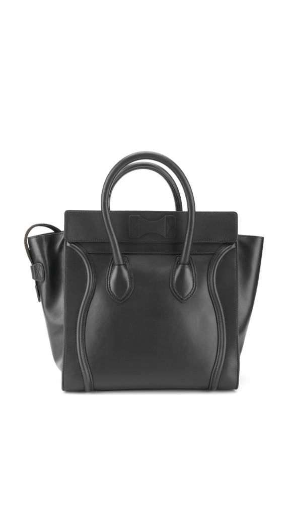 Céline Micro Luggage Tote i svart glatt kalveskinn
