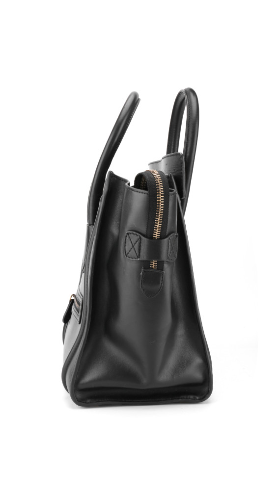 Céline Mini Luggage Tote i svart glatt kalveskinn (Den største str)