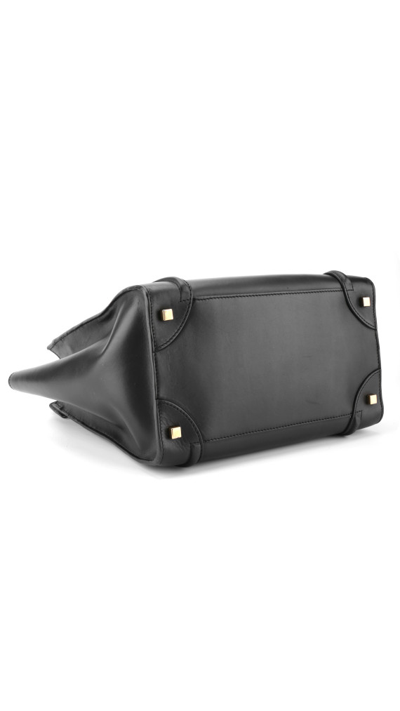 Céline Micro Luggage Tote i svart glatt kalveskinn