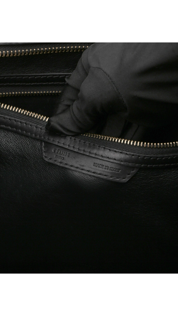 Céline Micro Luggage Tote i svart glatt kalveskinn