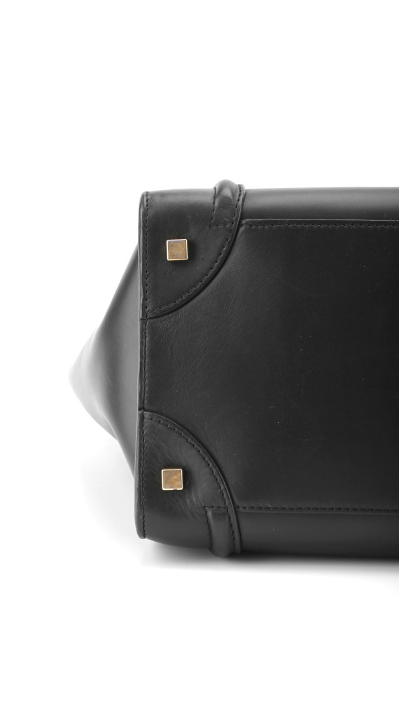 Céline Micro Luggage Tote i svart glatt kalveskinn