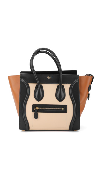 Céline Micro Luggage Tote i tricolor kalveskinn