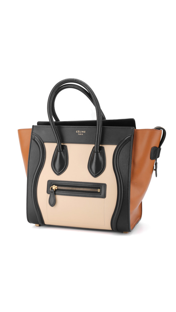 Céline Micro Luggage Tote i tricolor kalveskinn