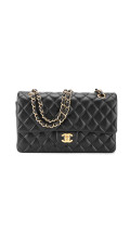 Chanel Classic Double Flap Medium i svart lammeskinn