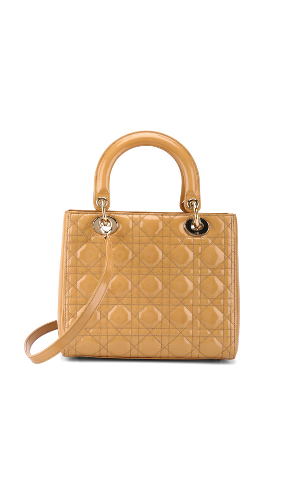 Christian Dior Lady Dior Medium i Beige patent skinn