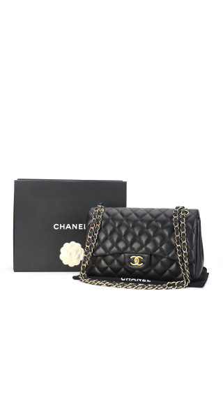 Chanel Double Flap Jumbo - Black Lambskin
