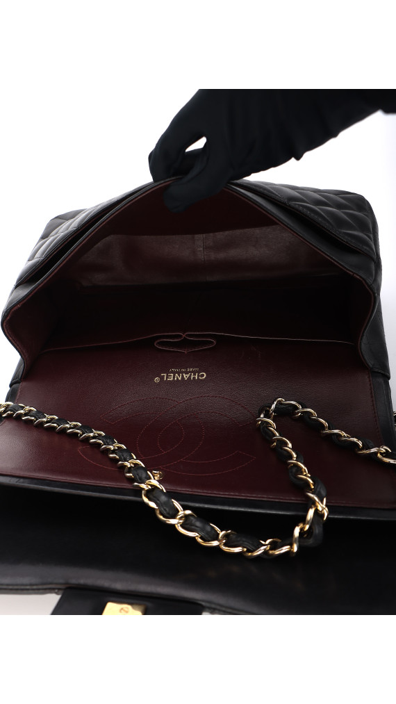 Chanel Double Flap Jumbo - Black Lambskin